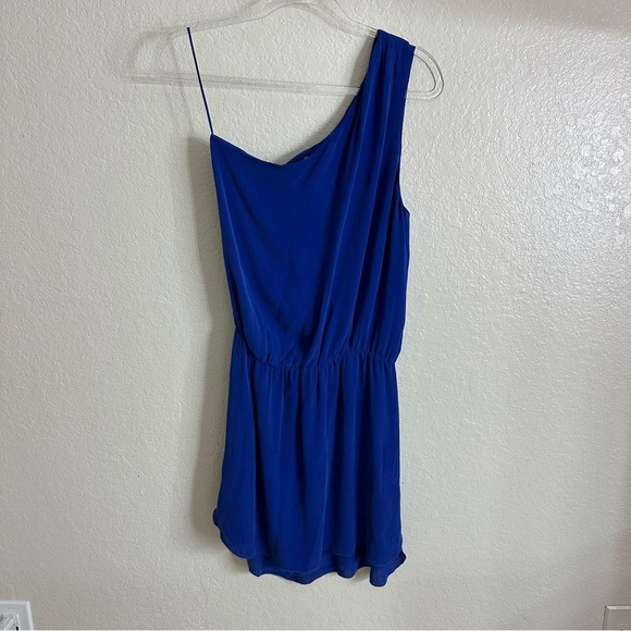 Michelle Mason Blue Silk One-Shoulder Dress size S - Picture 4 of 10